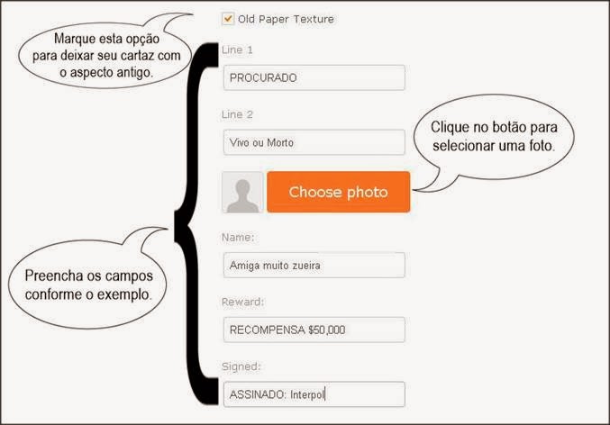 preencher dados do cartaz