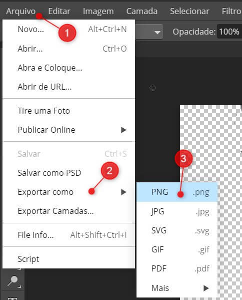 arquivo exportar png